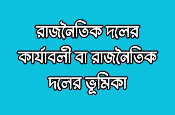 রাজনৈতিক দলের কার্যাবলী, রাজনৈতিক দলের ভূমিকা,